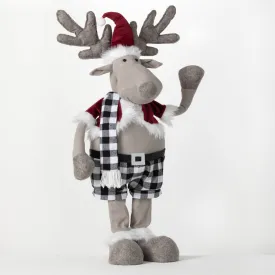 Christmas Plaid Moose with Telescopic Legs